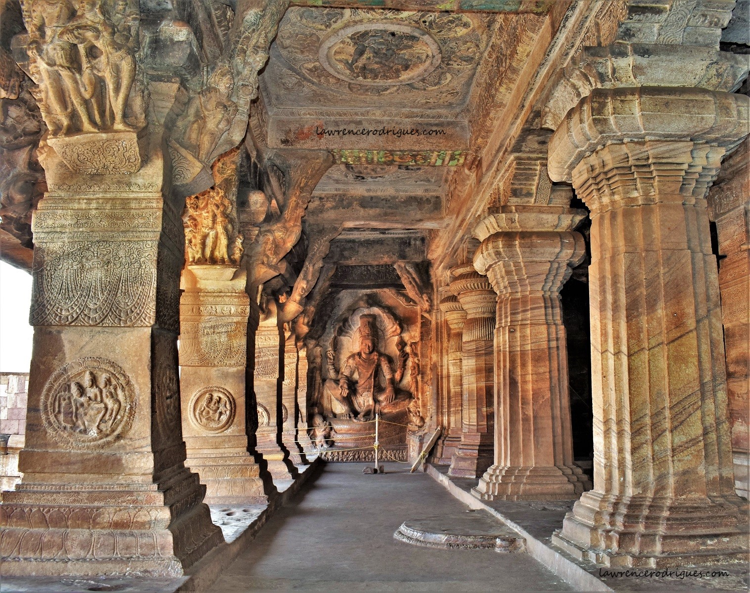 Badami Cave – 3: Maha Vishnu seated on Adishesha